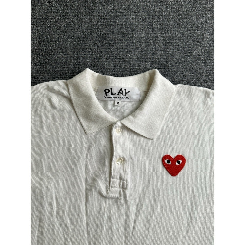 Womens Comme des Garcons PLAY Heart Logo Wool Polo Shirt Japan, Size M - Picture 2 of 7